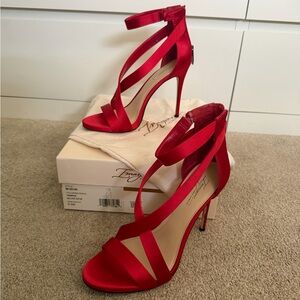 Vince Camuto Red Satin Strappy Heels